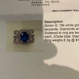 Simon G tanzanite and diamond ring